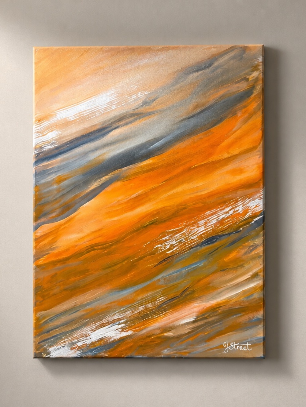 NEWAbstract Orange and Gray Canvas Art